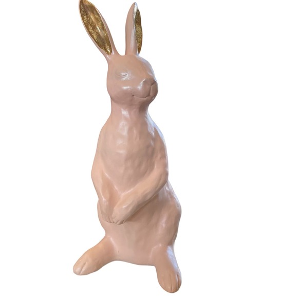 Large 16in Pink Easter Bunny Rabbit Statue Figurine Spring Tabletop Decor New